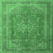 Square Medallion Emerald Green Traditional Rug, tr1165emgrn