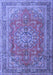 Machine Washable Medallion Blue Traditional Rug, wshtr1165blu