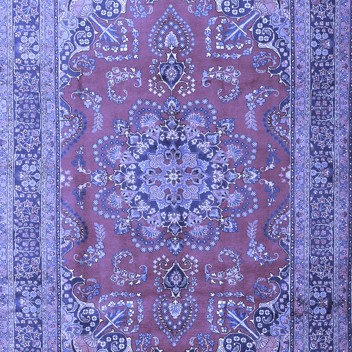 Machine Washable Medallion Blue Traditional Rug, wshtr1165blu