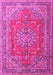 Machine Washable Medallion Pink Traditional Rug, wshtr1165pnk