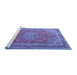 Sideview of Machine Washable Medallion Blue Traditional Rug, wshtr1165blu