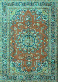 Medallion Turquoise Traditional Rug, tr1165turq