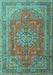 Medallion Turquoise Traditional Rug, tr1165turq