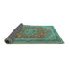 Sideview of Medallion Turquoise Traditional Rug, tr1165turq