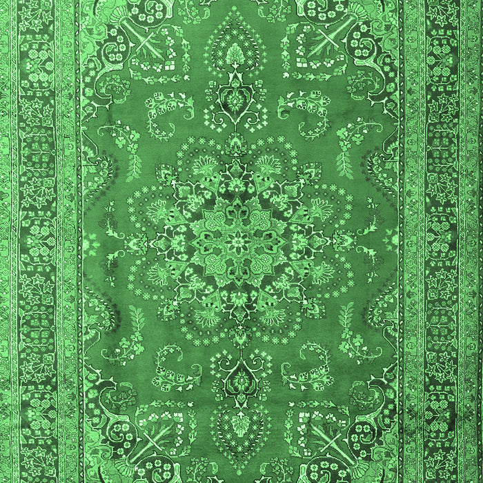 Machine Washable Medallion Emerald Green Traditional Area Rugs, wshtr1165emgrn
