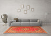 Machine Washable Medallion Orange Traditional Area Rugs in a Living Room, wshtr1165org