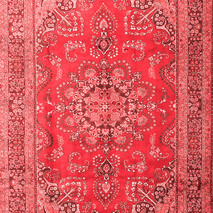 Machine Washable Medallion Red Traditional Rug, wshtr1165red