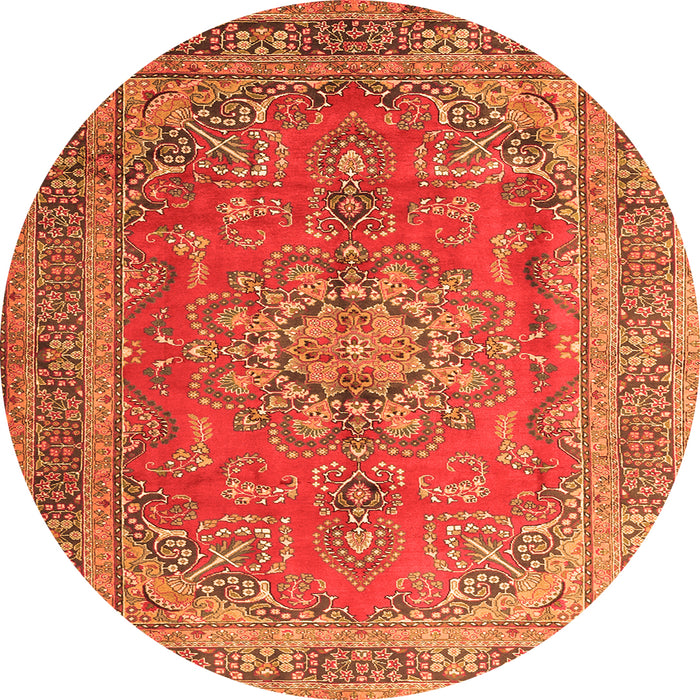 Machine Washable Medallion Orange Traditional Area Rugs, wshtr1165org