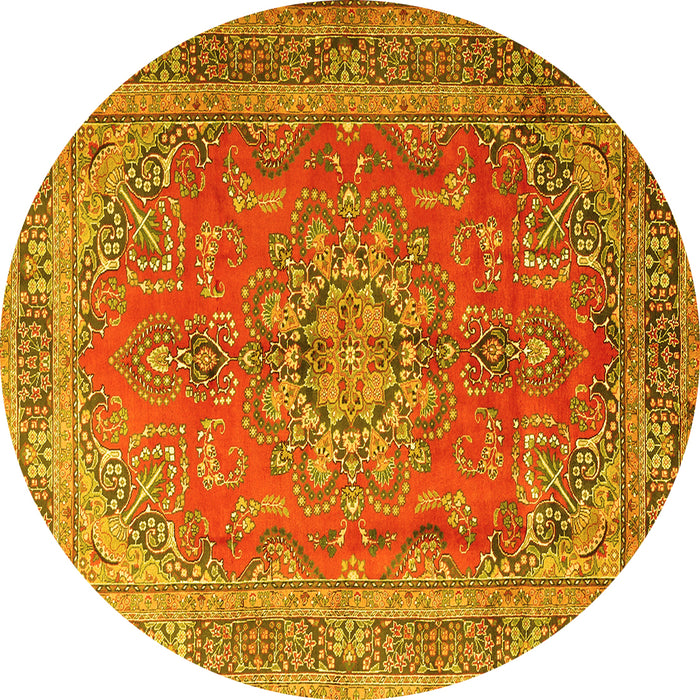 Round Medallion Yellow Traditional Rug, tr1165yw
