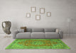 Machine Washable Medallion Green Traditional Area Rugs in a Living Room,, wshtr1165grn