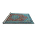 Sideview of Machine Washable Medallion Light Blue Traditional Rug, wshtr1165lblu