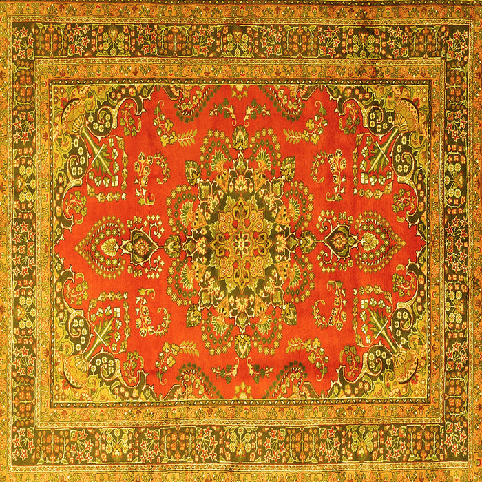 Square Medallion Yellow Traditional Rug, tr1165yw