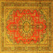 Square Medallion Yellow Traditional Rug, tr1165yw