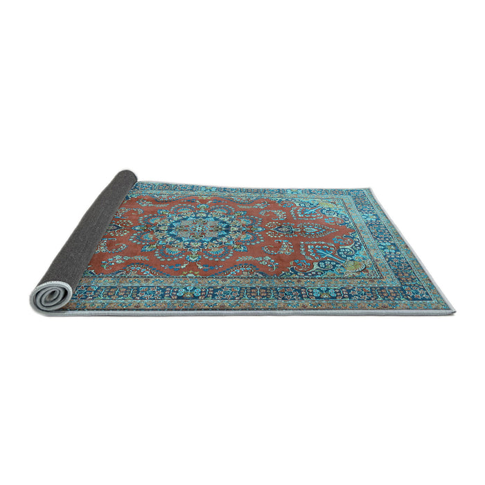 Sideview of Medallion Light Blue Traditional Rug, tr1165lblu