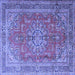 Square Medallion Blue Traditional Rug, tr1165blu