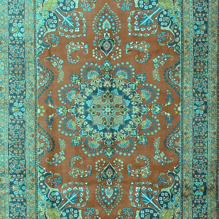 Machine Washable Medallion Turquoise Traditional Area Rugs, wshtr1165turq