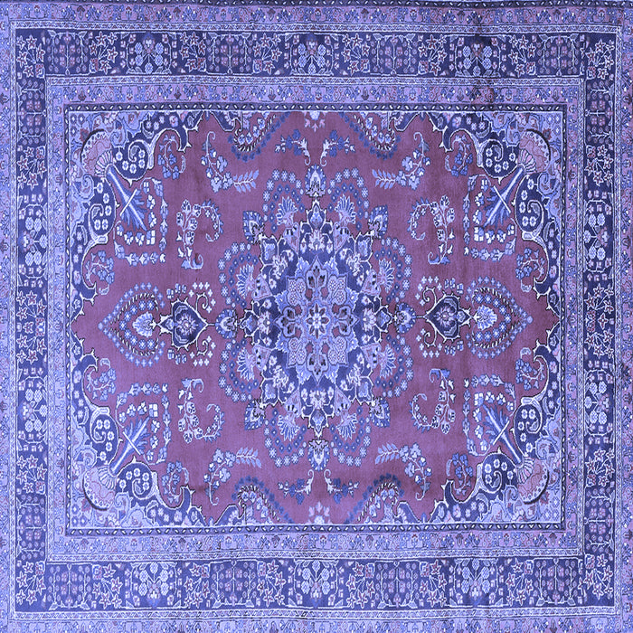 Square Machine Washable Medallion Blue Traditional Rug, wshtr1165blu