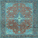 Square Machine Washable Persian Light Blue Traditional Rug, wshtr1166lblu