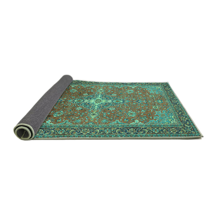 Sideview of Persian Turquoise Traditional Rug, tr1166turq