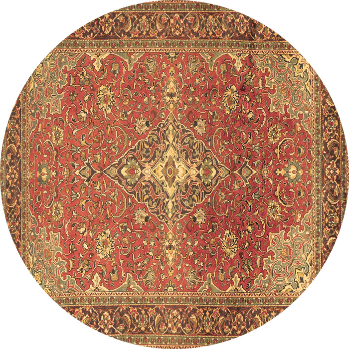 Round Persian Brown Traditional Rug, tr1166brn