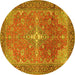 Round Machine Washable Persian Yellow Traditional Rug, wshtr1166yw