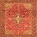 Round Machine Washable Persian Orange Traditional Area Rugs, wshtr1166org