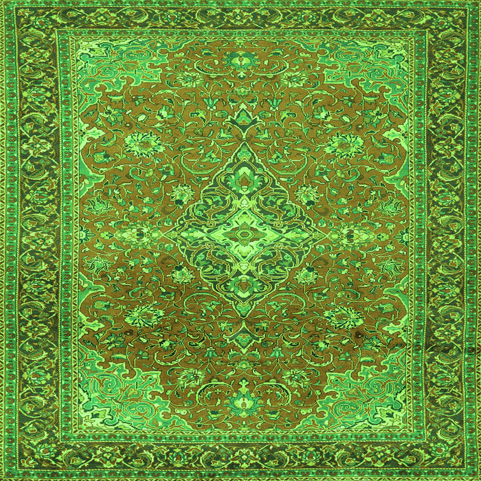 Round Machine Washable Persian Green Traditional Area Rugs, wshtr1166grn