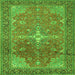 Round Machine Washable Persian Green Traditional Area Rugs, wshtr1166grn