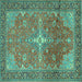 Square Persian Turquoise Traditional Rug, tr1166turq