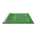 Sideview of Machine Washable Persian Emerald Green Traditional Area Rugs, wshtr1166emgrn