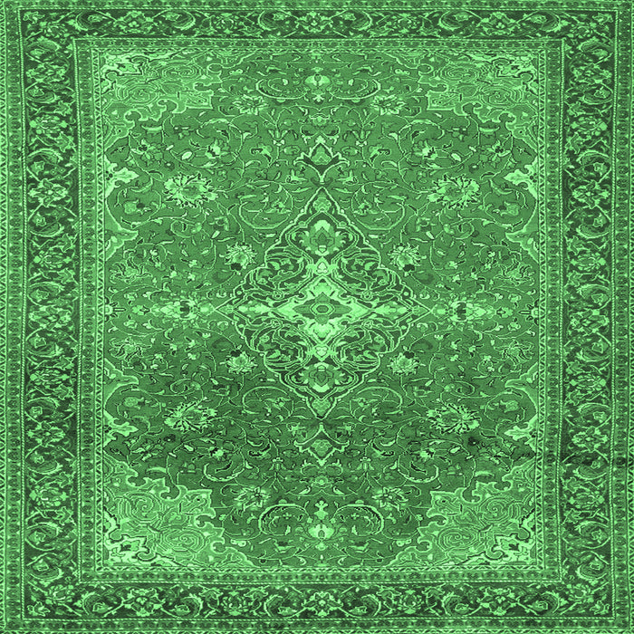 Square Machine Washable Persian Emerald Green Traditional Area Rugs, wshtr1166emgrn