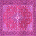 Square Machine Washable Persian Pink Traditional Rug, wshtr1166pnk