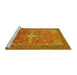 Sideview of Machine Washable Persian Yellow Traditional Rug, wshtr1166yw