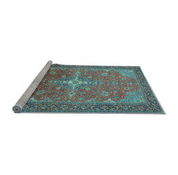 Sideview of Machine Washable Persian Light Blue Traditional Rug, wshtr1166lblu