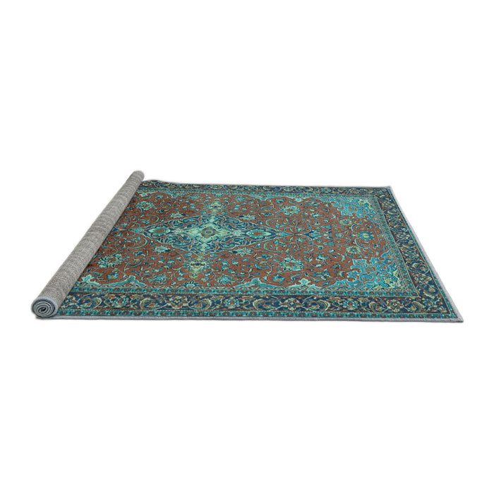 Sideview of Machine Washable Persian Light Blue Traditional Rug, wshtr1166lblu