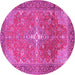 Round Persian Pink Traditional Rug, tr1166pnk