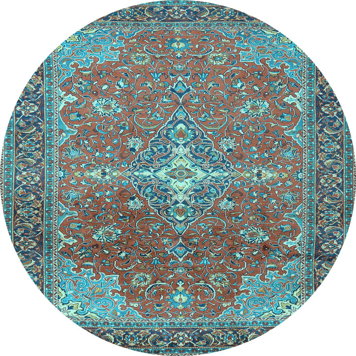 Round Persian Light Blue Traditional Rug, tr1166lblu