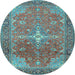 Round Persian Light Blue Traditional Rug, tr1166lblu