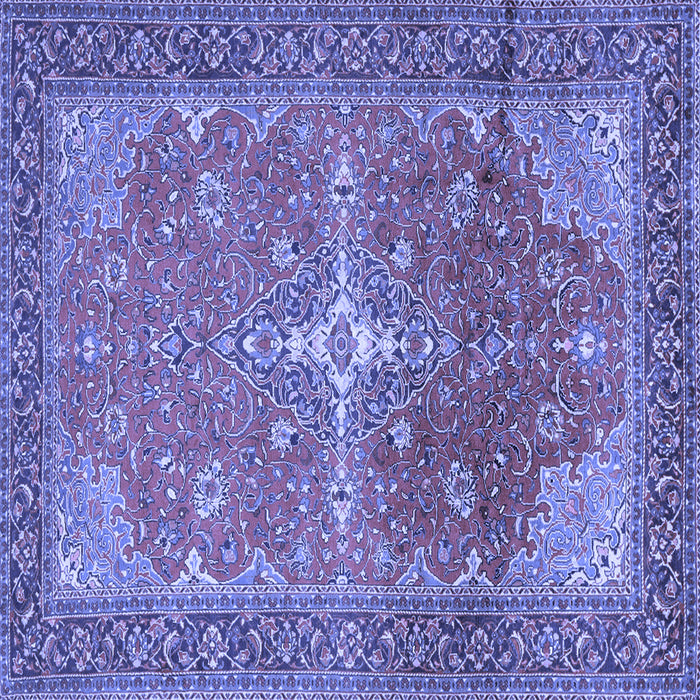 Square Machine Washable Persian Blue Traditional Rug, wshtr1166blu