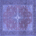 Square Machine Washable Persian Blue Traditional Rug, wshtr1166blu