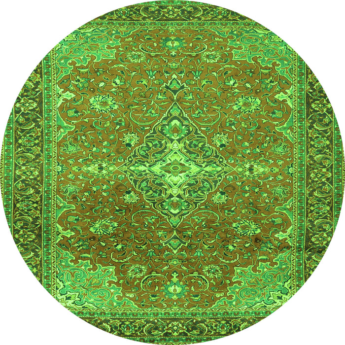 Square Persian Green Traditional Rug, tr1166grn