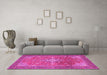 Machine Washable Persian Pink Traditional Rug in a Living Room, wshtr1166pnk