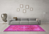 Machine Washable Persian Pink Traditional Rug, wshtr1166pnk