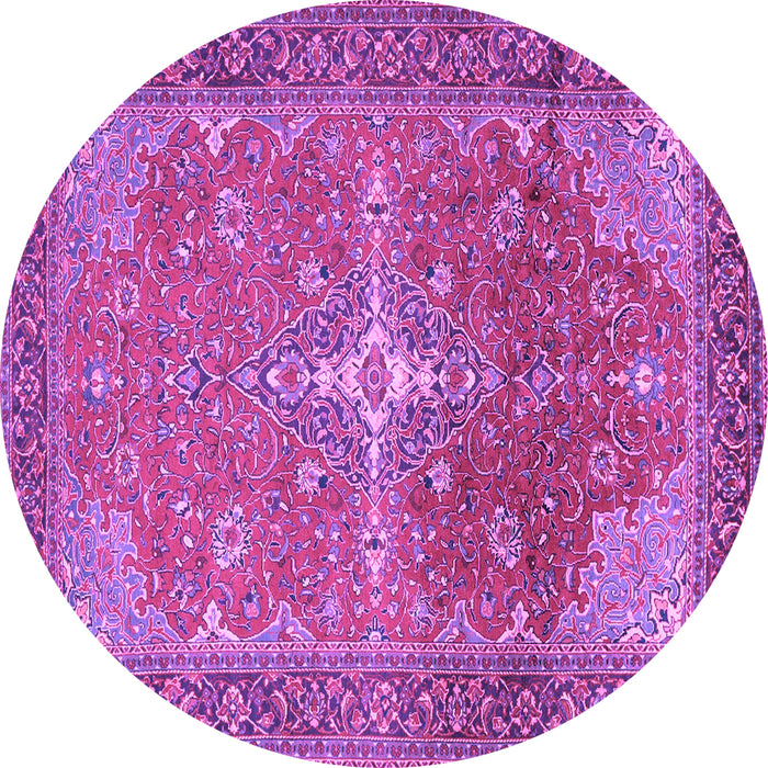 Round Machine Washable Persian Purple Traditional Area Rugs, wshtr1166pur