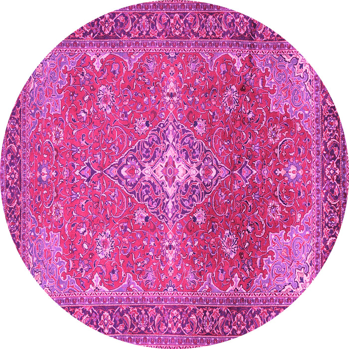 Round Machine Washable Persian Pink Traditional Rug, wshtr1166pnk
