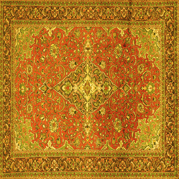 Square Machine Washable Persian Yellow Traditional Rug, wshtr1166yw