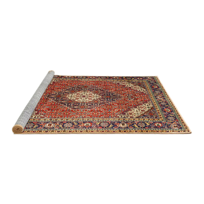 Sideview of Machine Washable Traditional Saffron Red Rug, wshtr1167