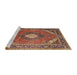 Sideview of Machine Washable Traditional Saffron Red Rug, wshtr1167