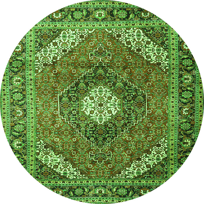 Square Persian Green Traditional Rug, tr1167grn