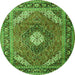 Square Persian Green Traditional Rug, tr1167grn